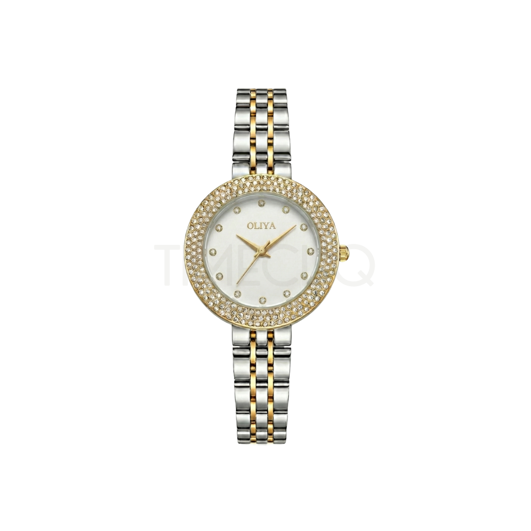 Oliya 6802 Dual Tone Ladies Watch-White Dial