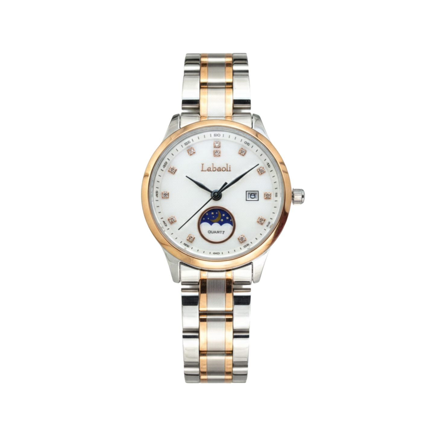 Labaoli LA605L Women’s Stainless-Steel Silver Rose gold Watch- White Dial