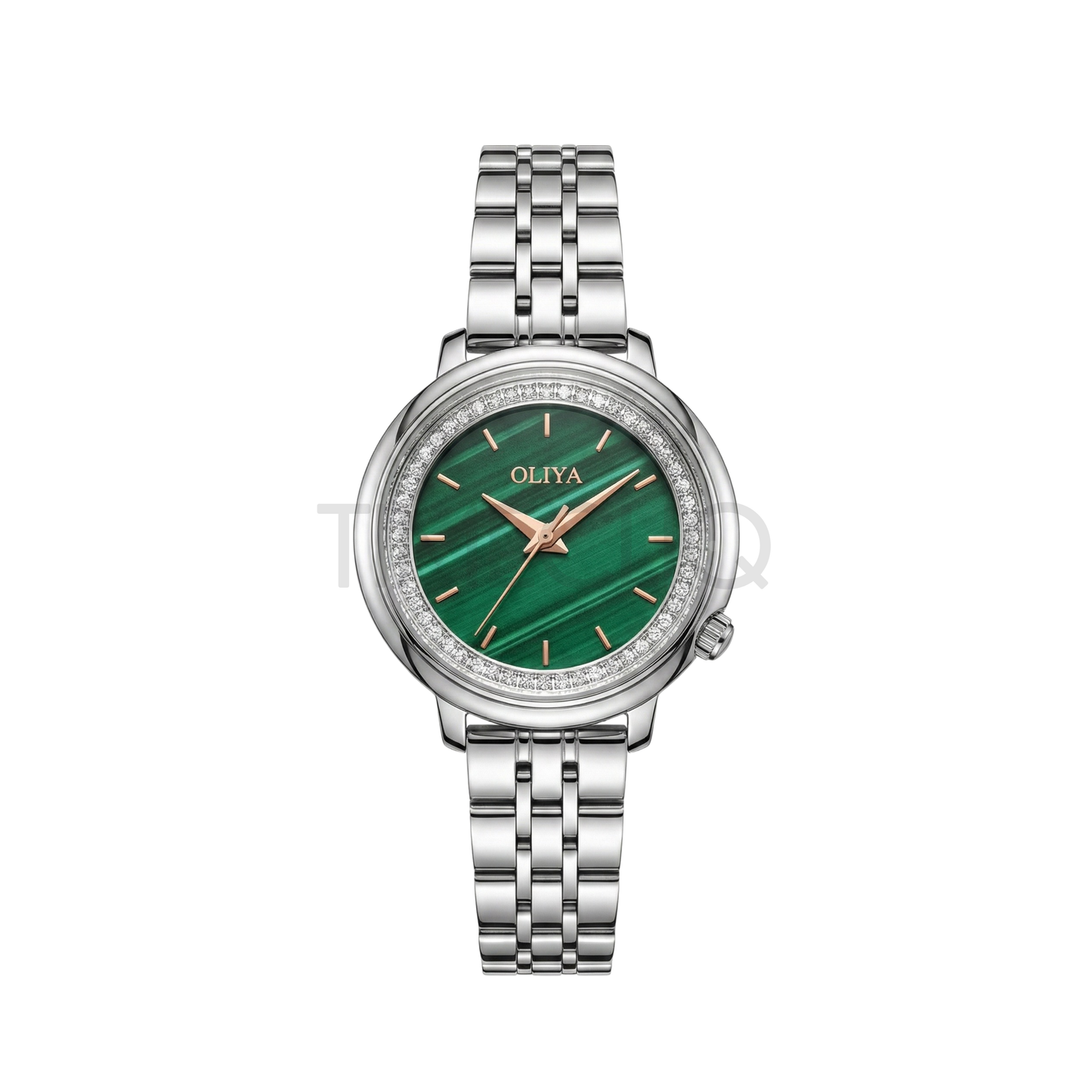 Oliya 889 Green Striped Dial Silver Women’s Watch.