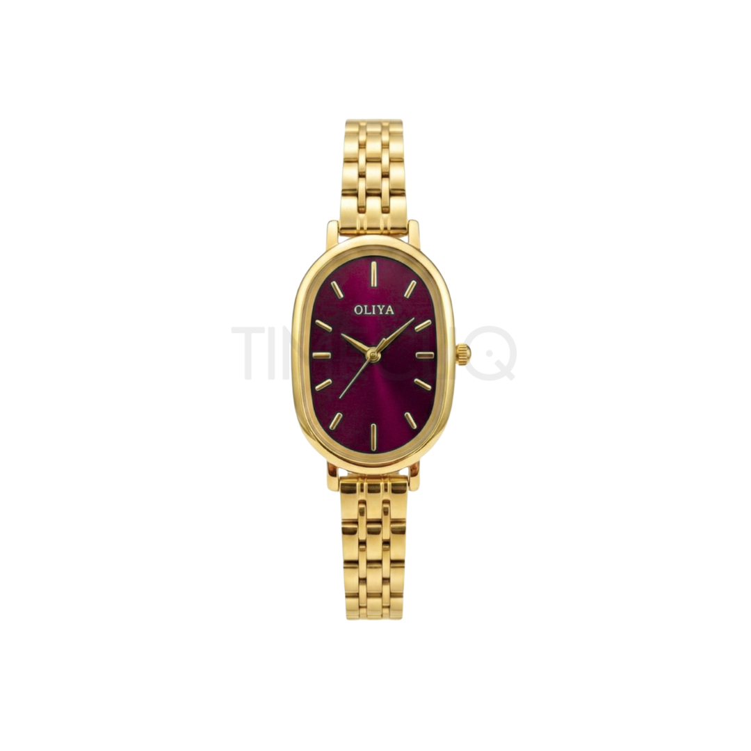 Oliya 2015 Women’s Watch – Gold Chain Wine Red Dial