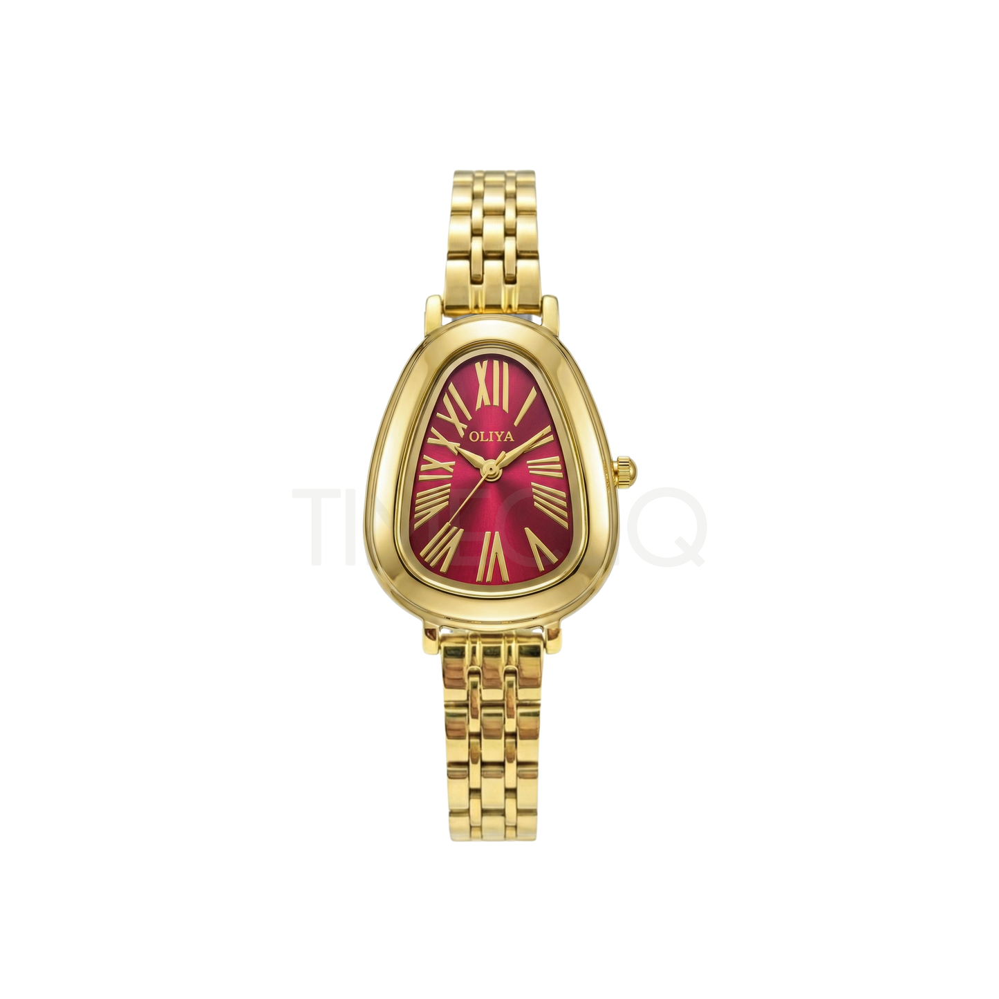 Oliya 2016 Women’s Retro Vintage Gold Watch – Red Dial | Elegant Ladies Wristwatch