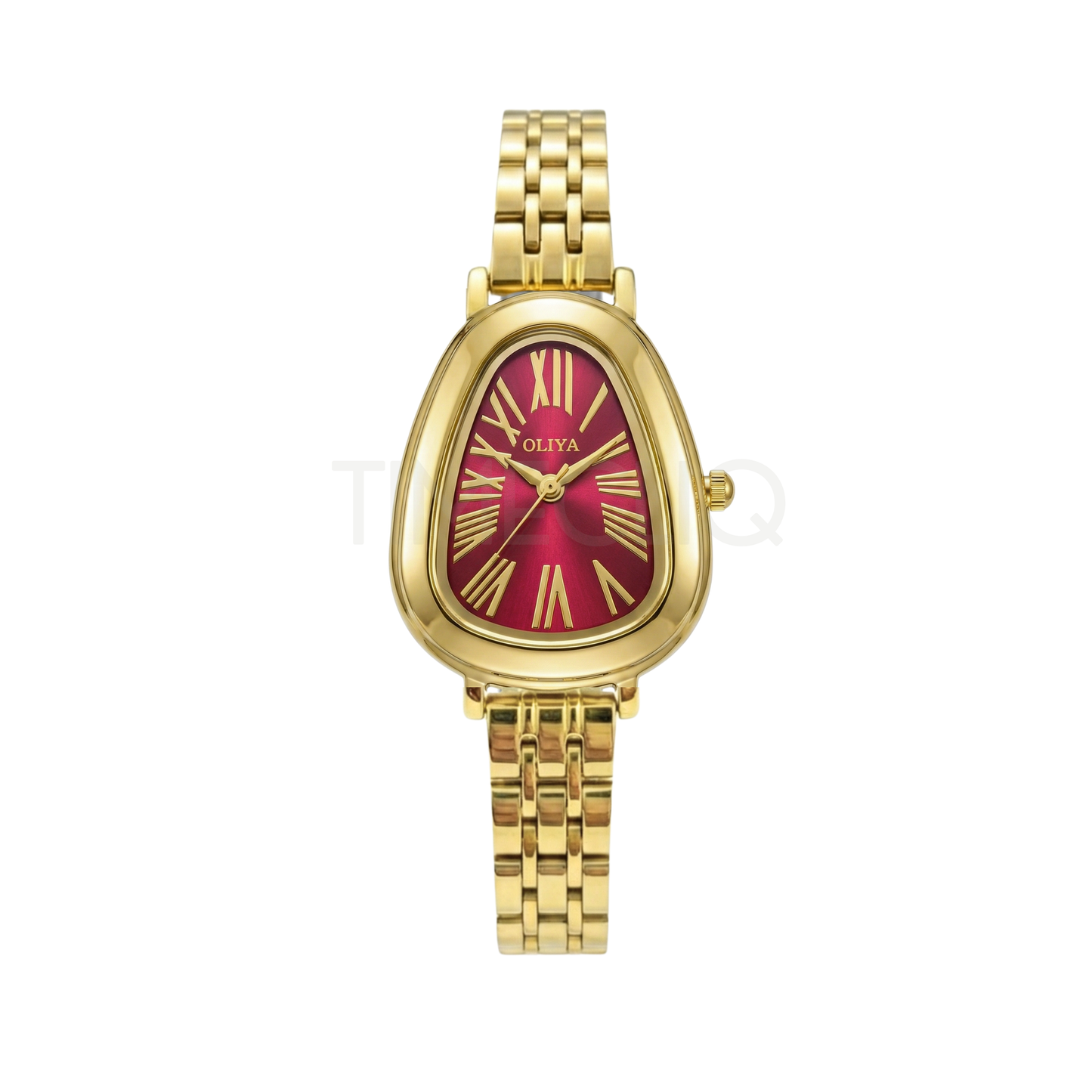 Oliya 2016 Women’s Retro Vintage Gold Watch – Red Dial | Elegant Ladies Wristwatch