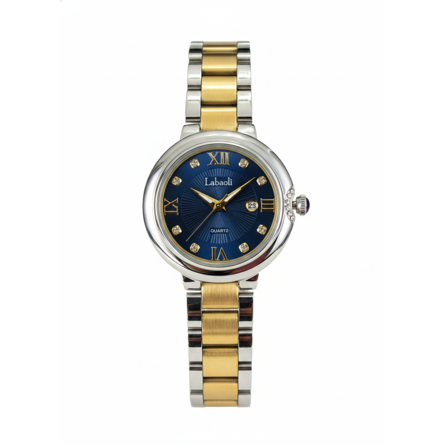 Labaoli LA586M Women’s Stainless-Steel Golden Silver Watch- Deep Blue Dial