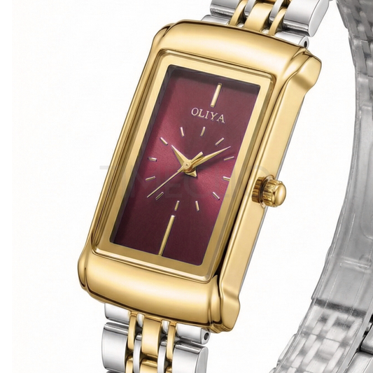 Oliya 55182 Ladies Two-Toned Watch Maroon Dial