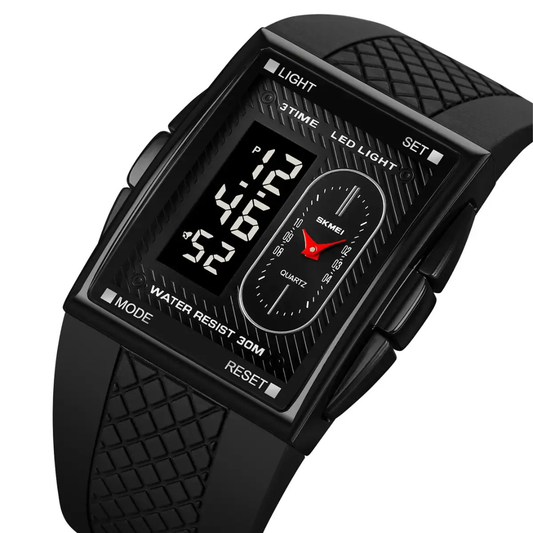 Skmei 2213 Waterproof Digital Analog Dual Time Sport Watch For Men - Black