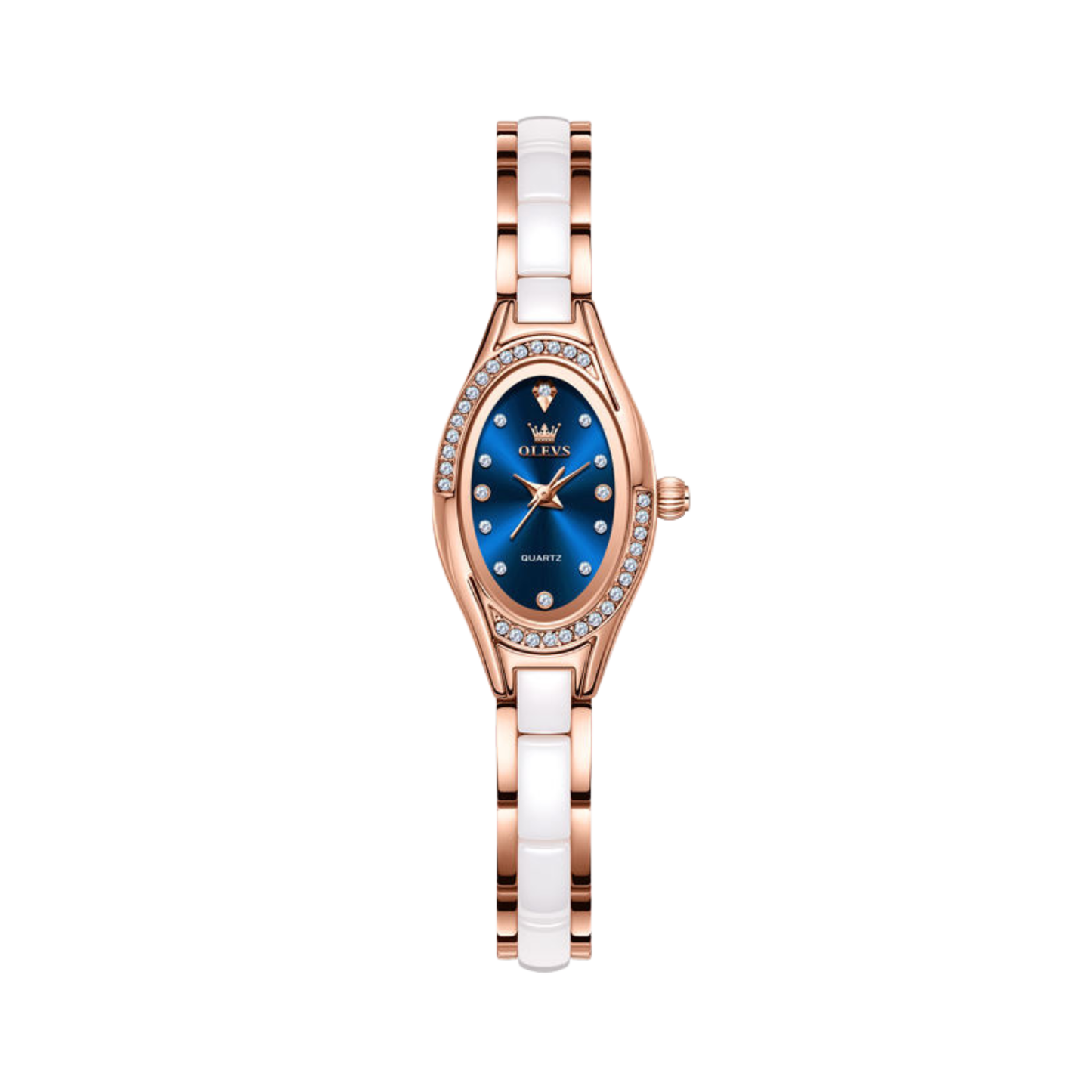 OLEVS 7131 Ladies Quartz Watch CERAMIC Strap- Blue Dial