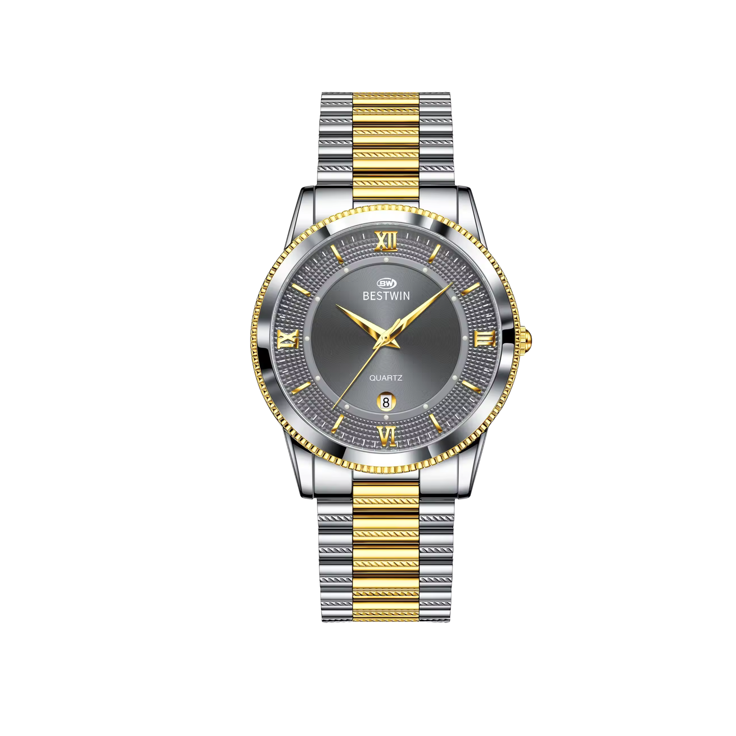 Bestwin 232 Classic Luxury Quartz Men's Watch Dual Tone Grey