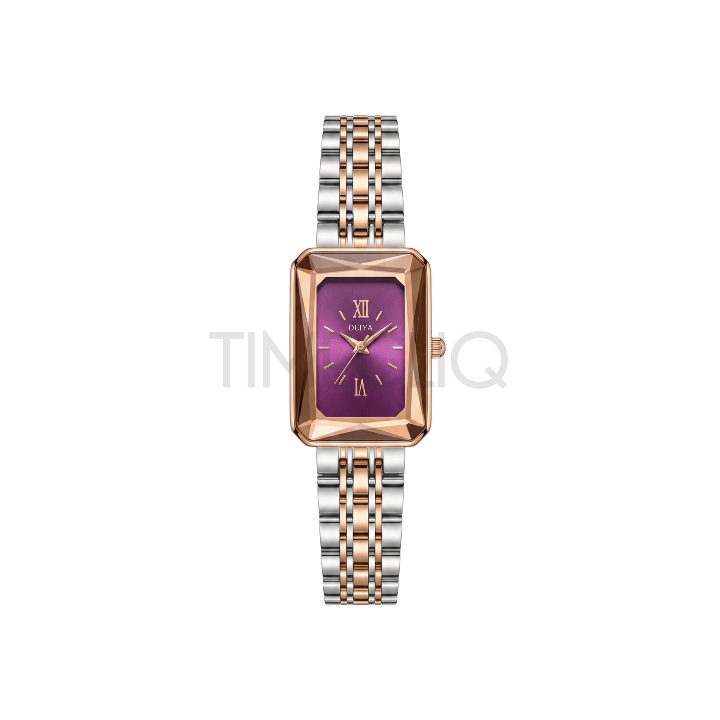 Oliya 6881 Luxury Two Toned Watch Purple Square Dial