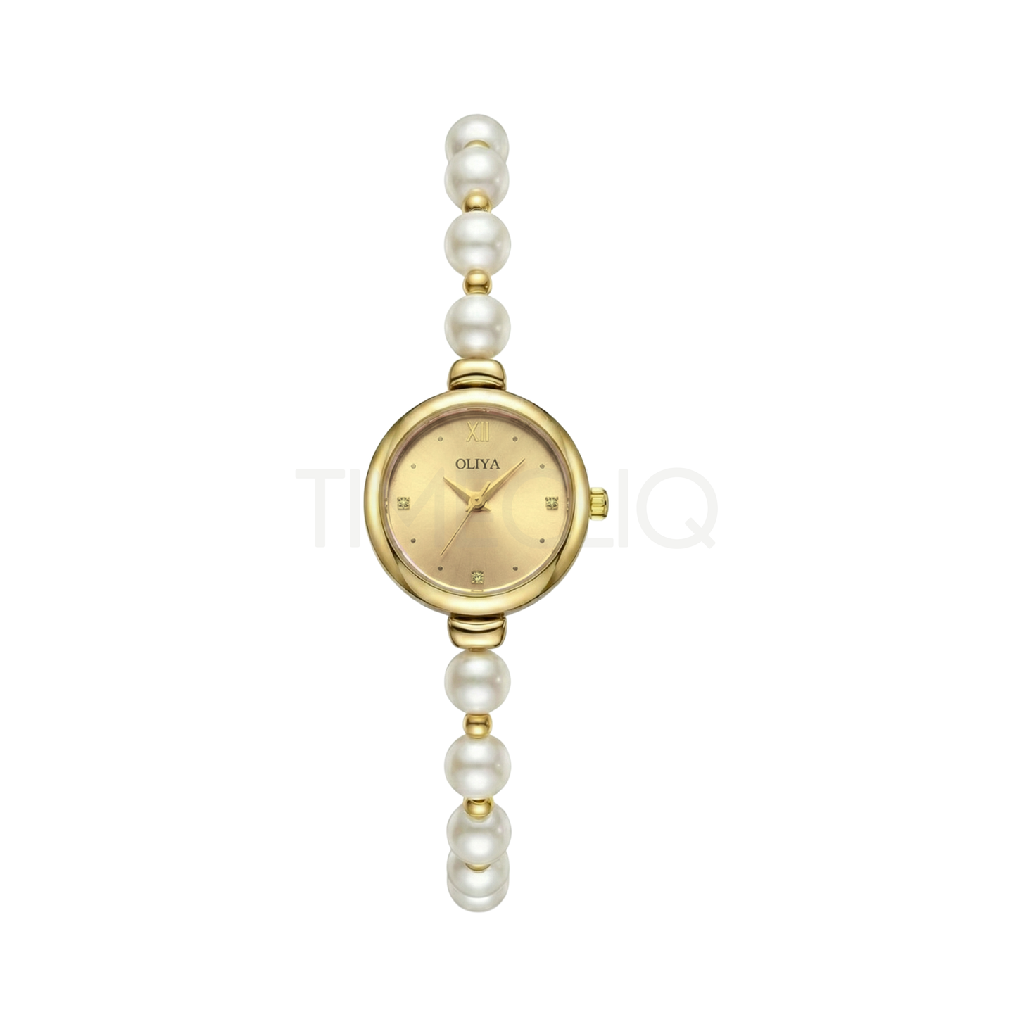 Oliya 993 Women’s Pearl Bracelet Wristwatch – Elegant Gold Dial Ladies Watch