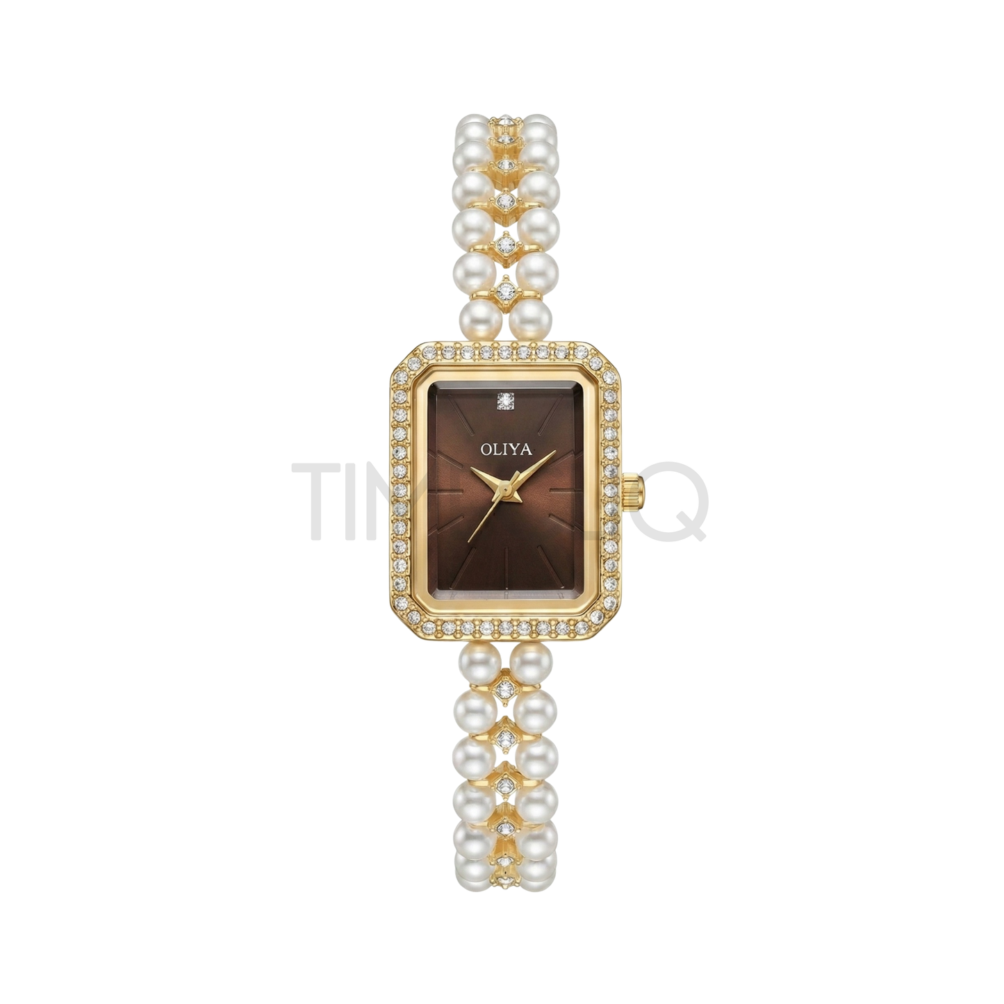 Oliya 186 Women’s Luxury Pearl Bracelet Watch – Brown Dial | Elegant Ladies Wristwatch