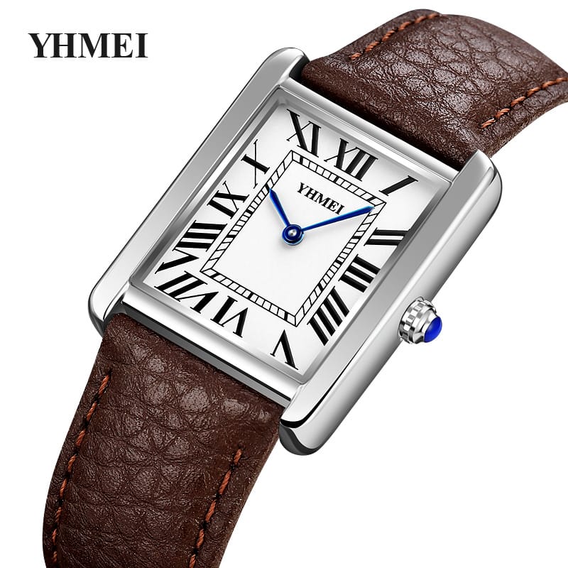 Yhmei 8218 Classic square leather straps Business Unisex Wrist watch