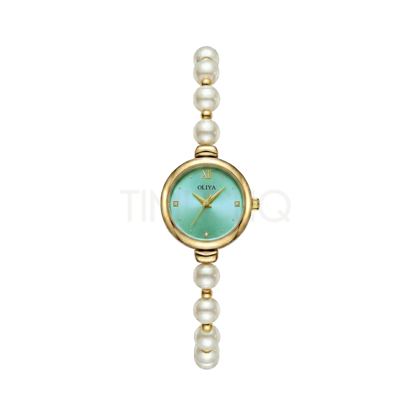 Oliya 993 Women’s Pearl Bracelet Wristwatch – Elegant Mint Green Dial Ladies Watch