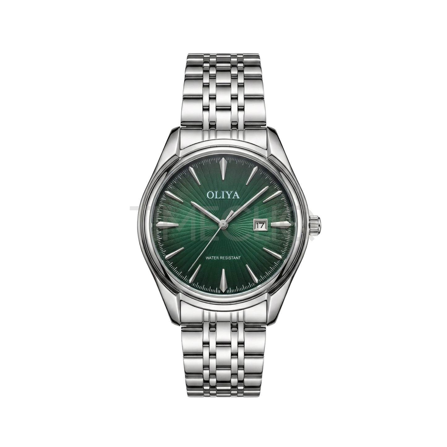 Oliya 66.160 Classic Men’s Wristwatch with Silver Stainless Steel Bracelet Green Dial
