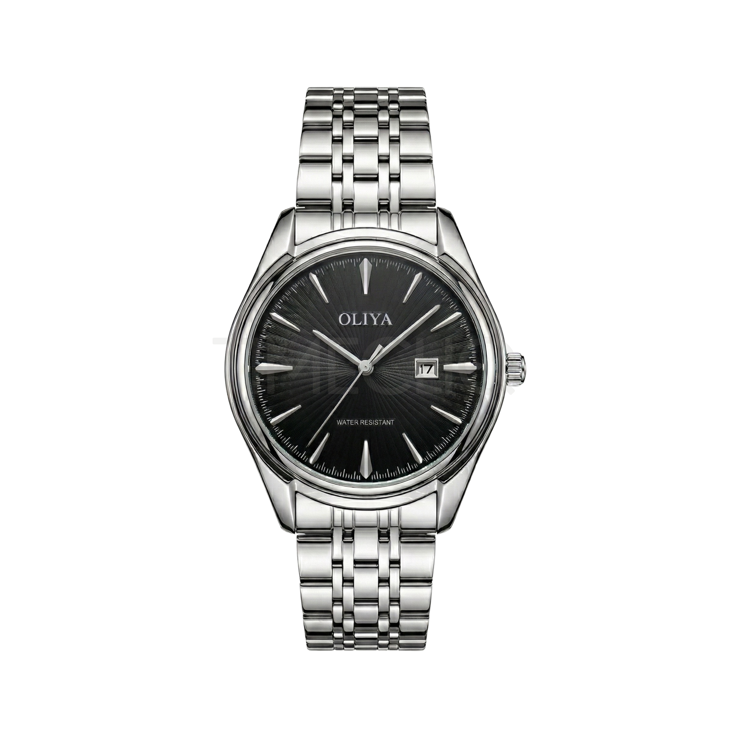 Oliya 66.160 Classic Men’s Wristwatch with Silver Stainless Steel Bracelet Black Dial