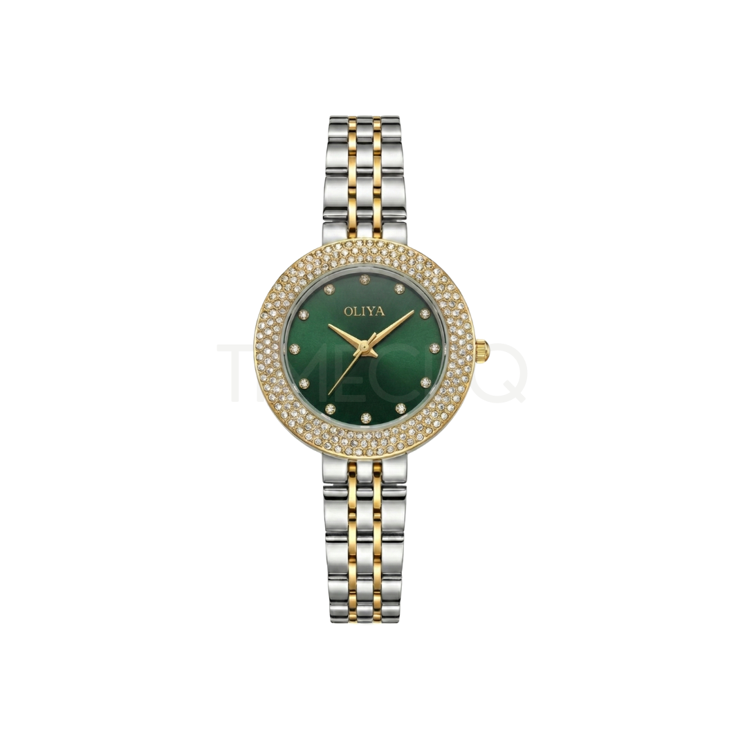 Oliya 6802 Dual Tone Ladies Watch-Green Dial