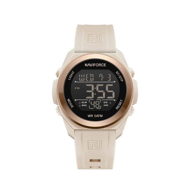 NAVIFORCE NF7111 Men's Digital Sport Watch - Beige Rose Gold