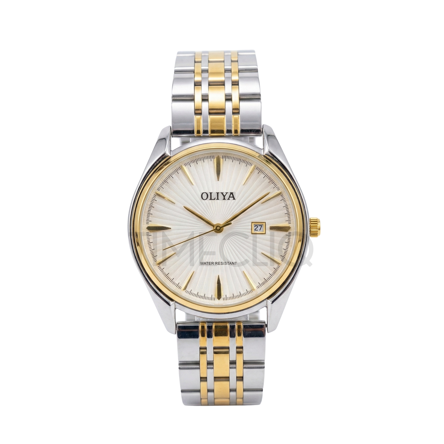 Oliya 66.160 Classic Men’s Wristwatch with Two Toned Stainless Steel Bracelet White Dial