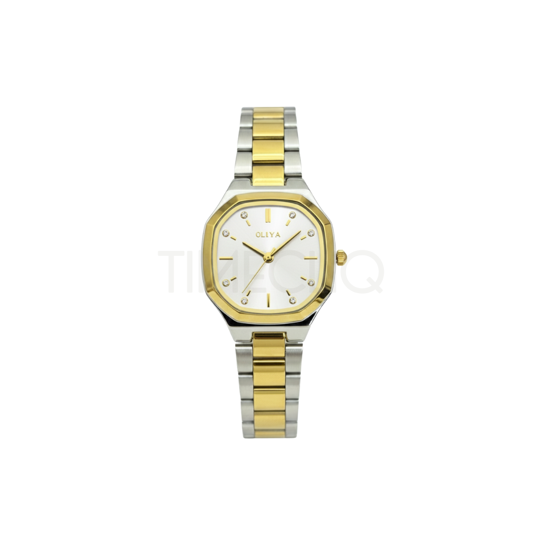 Oliya 831 Women’s Two Toned Watch – White Dial | Elegant Ladies Wristwatch