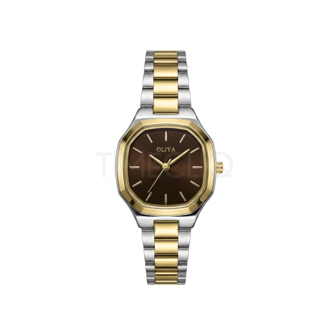 Oliya 831 Women’s Two Toned Watch – Brown Dial | Elegant Ladies Wristwatch