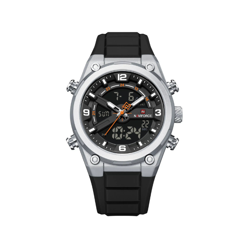 NAVIFORCE 9265 Dual Display Watch - Silver Black