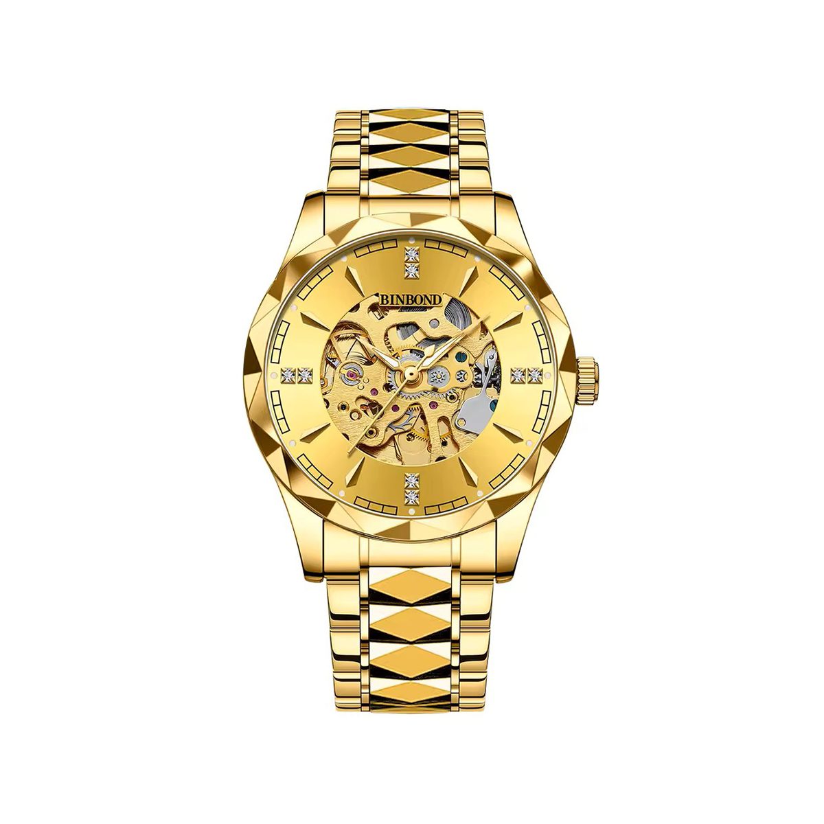 BINBOND 5059 Luxury Automatic Mechanical Movement Steel Men's Watch-Gold