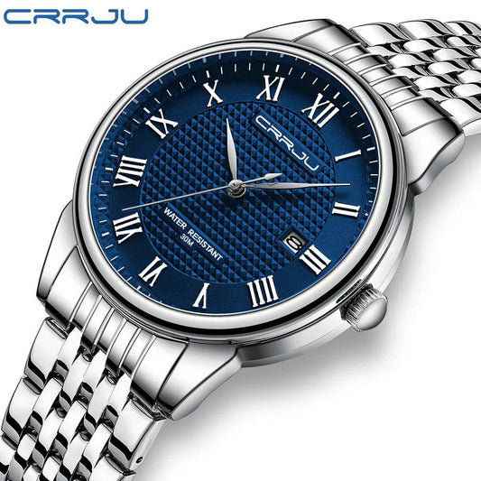 CRRJU 5010 Quartz Classic Stainless Steel Calendar Men's Watch