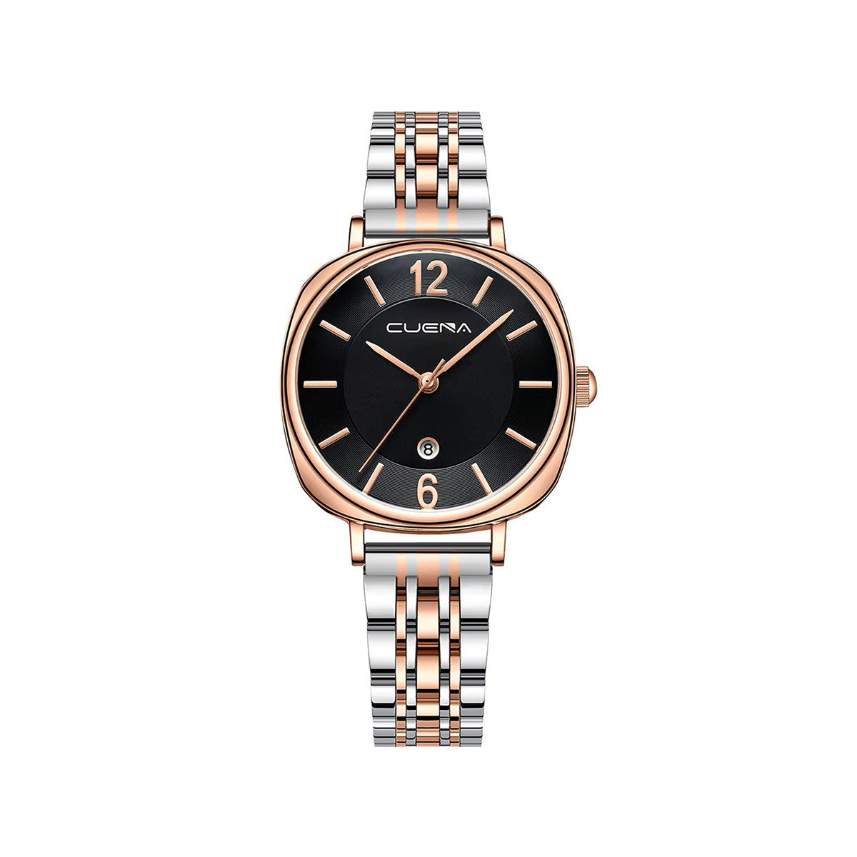 CUENA 6055 Steel Band Leisure Fashion Ladies Watch-Black Rose Gold