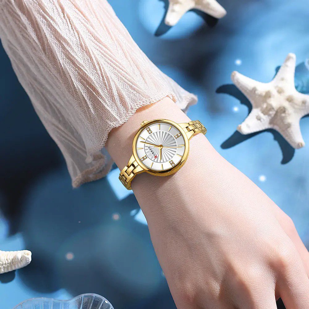 CURREN 9097 Quartz Latest Fashion Elegant Ladies Watch-Gold White