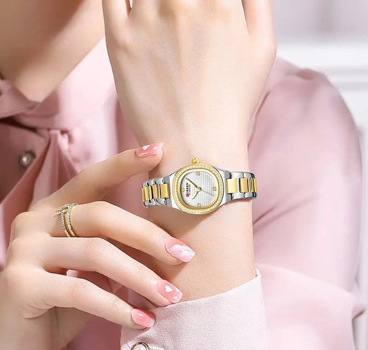 CURREN 9101 Casual Quartz Stainless Steel Luminous Ladies Watch-White
