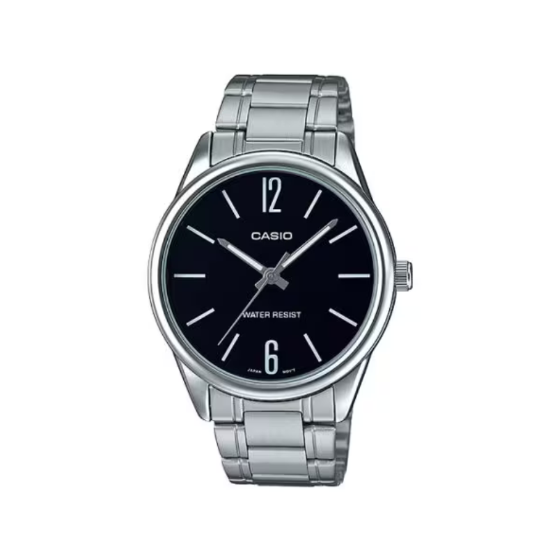 Casio MTP-V005D-1B Stainless Steel Link Bracelet Watch (Black Dial)