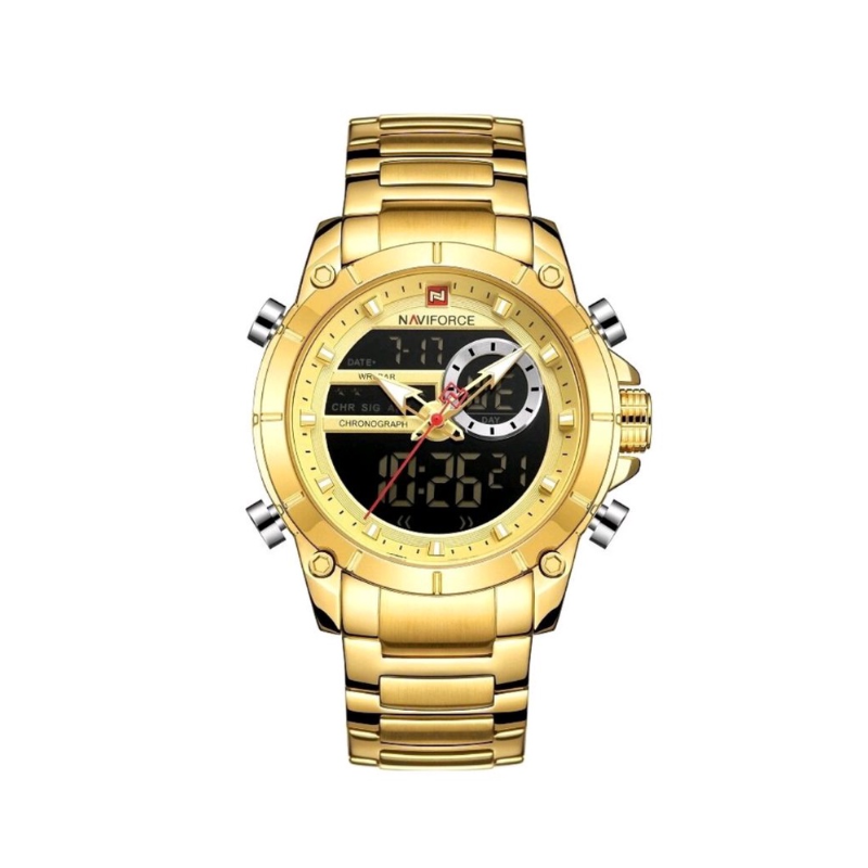 NAVIFORCE 9163 Stainless Steel Chronograph Watch for Men- Gold