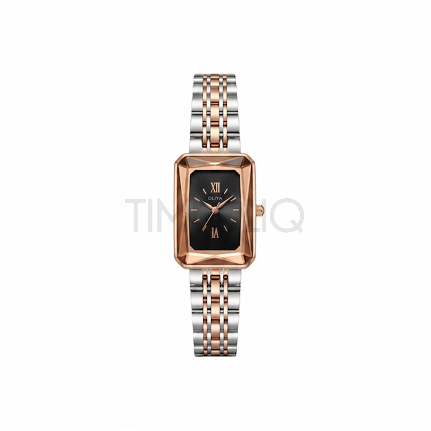 Oliya 6881 Luxury Two Toned Watch Black Square Dial
