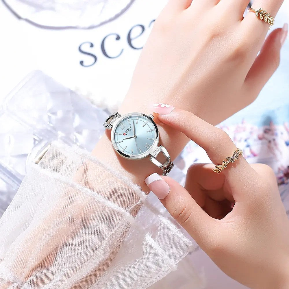 CURREN 9092 Elegant Stainless Steel Classic Women Quartz Watch- Silver