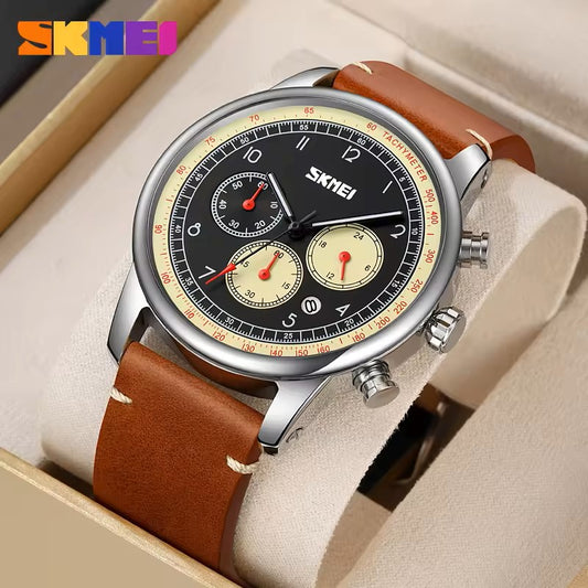 SKMEI 9318 Luxury Premium Leather Chronograph Classic Men's Watch