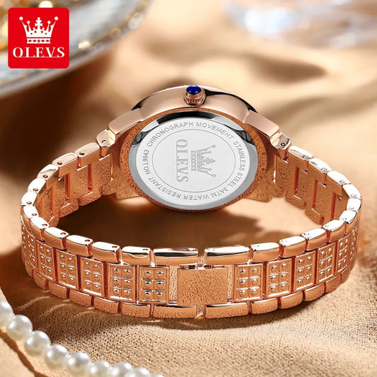 Olevs 9943 Luxury Fashion Ladies Diamond Rhinestone Quartz Watch For Women