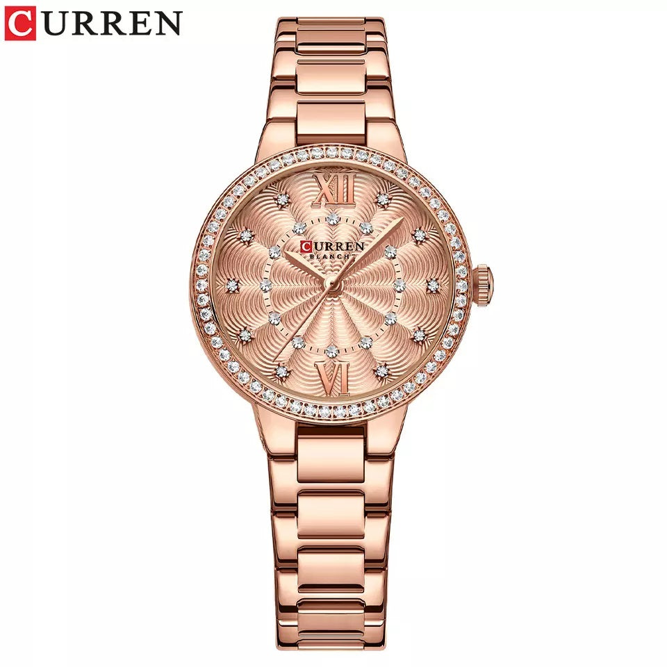 Curren 9085 Creative Stainless Steel Watch for Women - Rose Gold