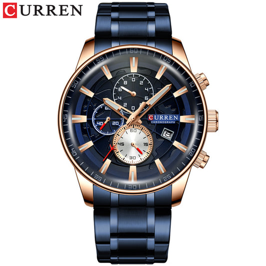 CURREN 8362 Stainless Steel Quartz Watch for Men - Blue