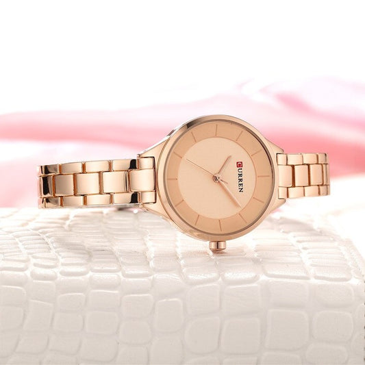 Curren C9015L Stainless Steel Analog Watch for Women - Rose Gold