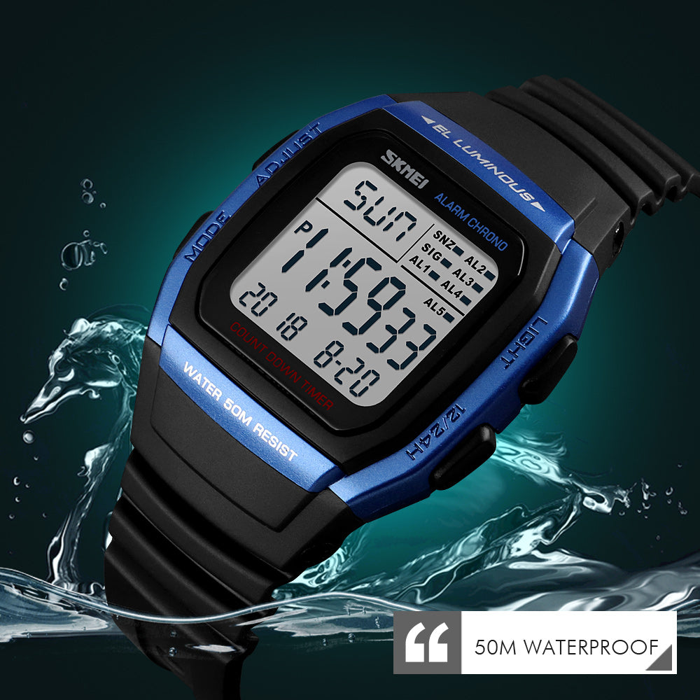 SKMEI 1278 Sports Belt Watch - Black and Blue