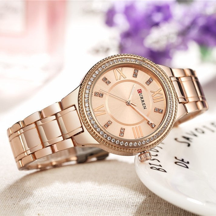 CURREN C9004L Stainless Steel Watch for Women – Rose Gold