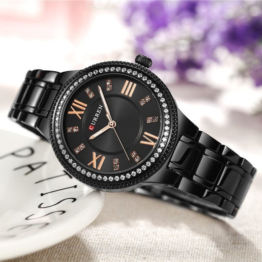 CURREN C9004L Stainless Steel Watch for Women – Black