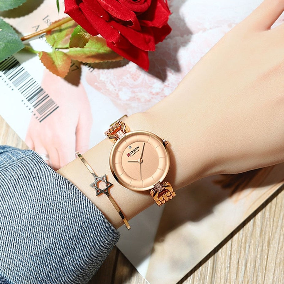 Curren 9052 Quartz Stainless Steel Watch for Women – Rose Gold