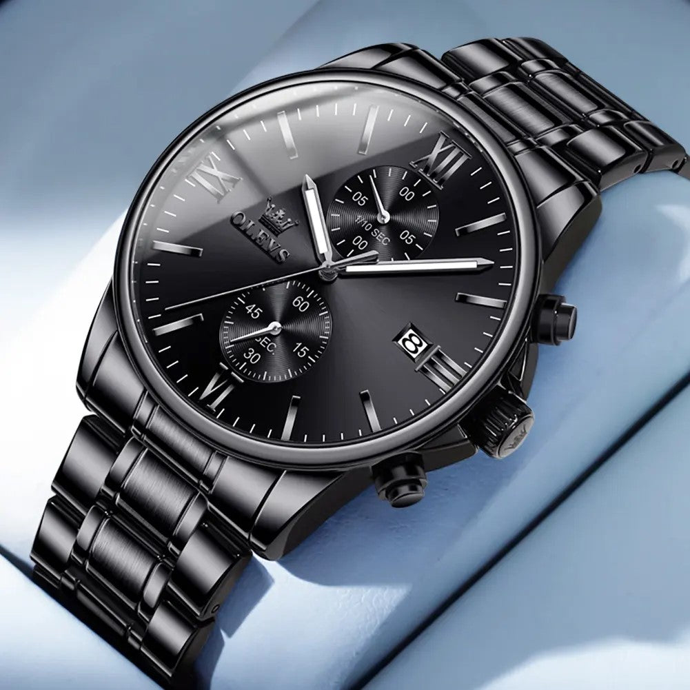 Olevs 2886 Mesh Stainless Steel Quartz Men’s Watch – Black