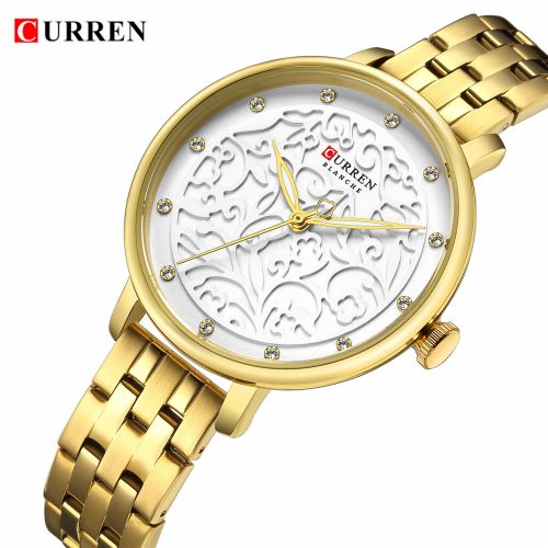 Curren C9046L Stainless Steel Analog Watch for Women - Gold