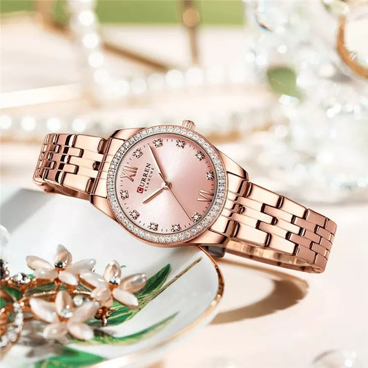 CURREN 9086 Stainless Steel Watch for Women - Rose Gold