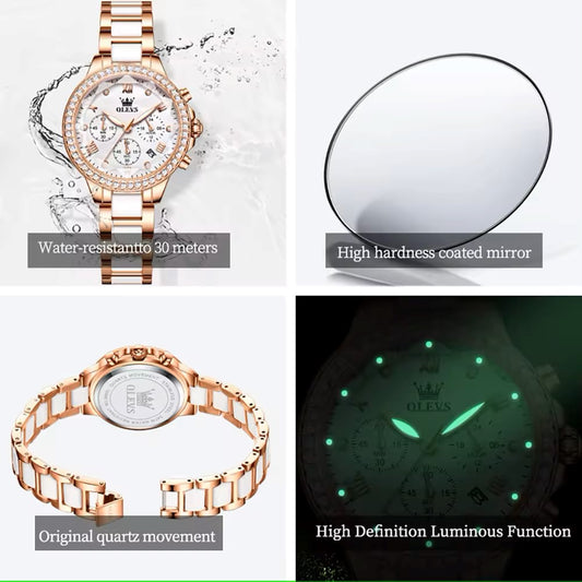 OLEVS 9999 Fashionable Watch for Woman-White