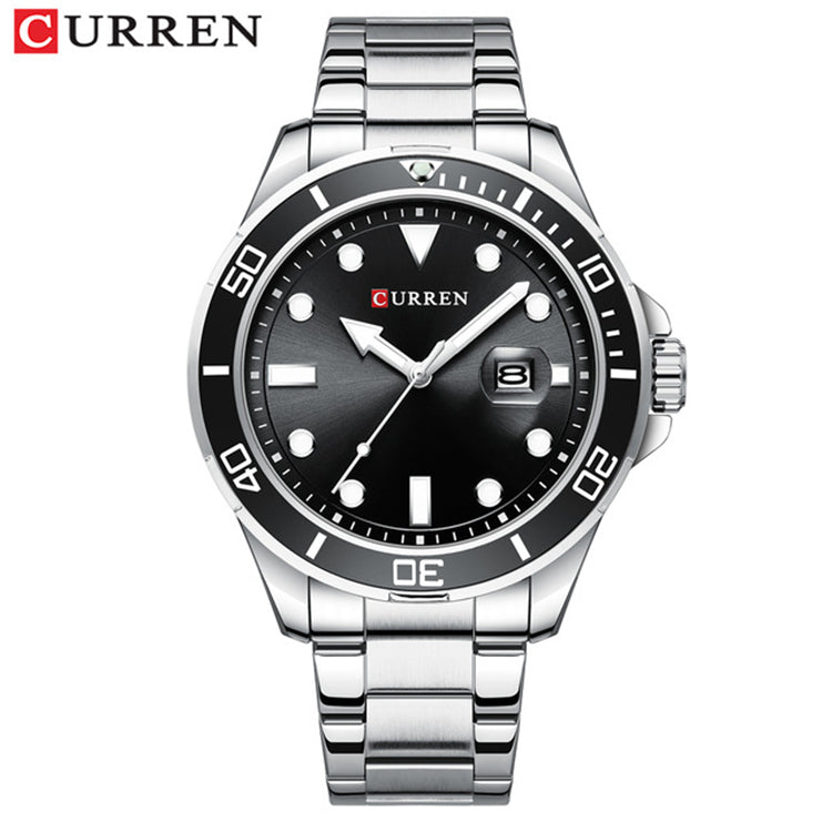 CURREN 8388 Chronograph Stainless Steel Watch for Men - Silver & Black