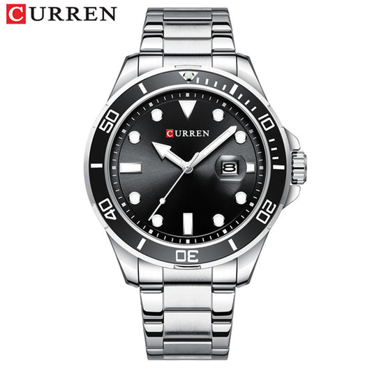 CURREN 8388 Chronograph Stainless Steel Watch for Men - Silver & Black