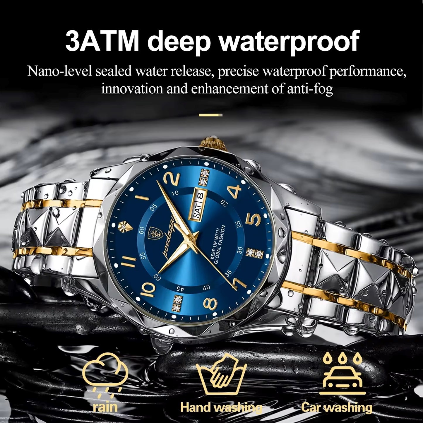 POEDAGAR 802 Leather Casual Luminous Luxury Quartz Men’s Watch