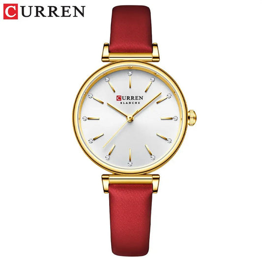 Curren 9081 Belt Wristwatches for Women - Red